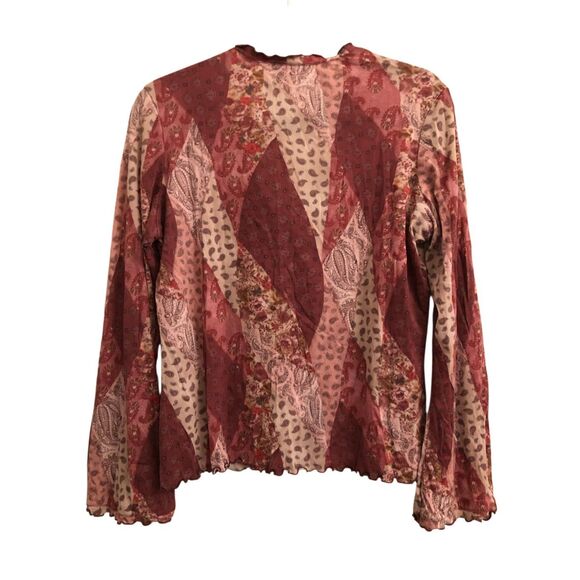 Vintage INC Sheer Patchwork Boho Blouse Bell Sleeve Romantic Whimsigoth Fairy Gr - Picture 2 of 6